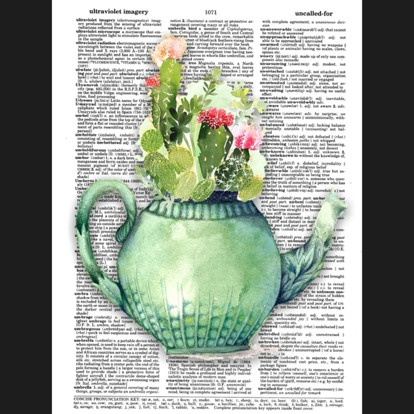 Cactus Tea Party Dictionary Art Print Succulent - Picture 4 of 4